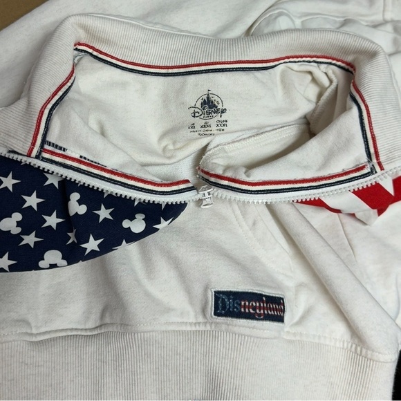 Disney Parks Mickey Mouse Stars Stripes Flag Men Pullover Sweatshirt 1/4 Zip 2XL - Picture 12 of 16